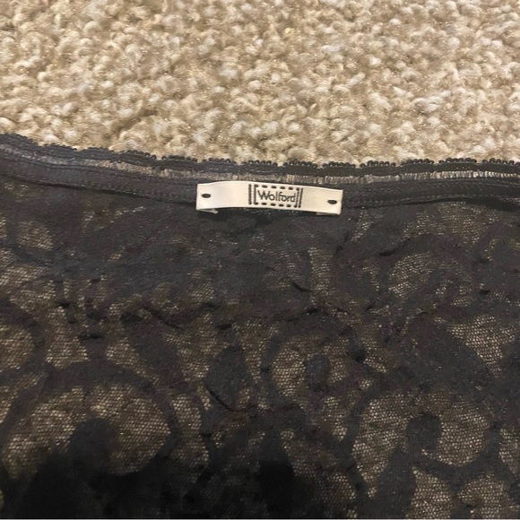 Y2K Wolford sheer lace black short sleeve top micro grunge witchy goth boho edgy - Picture 3 of 3